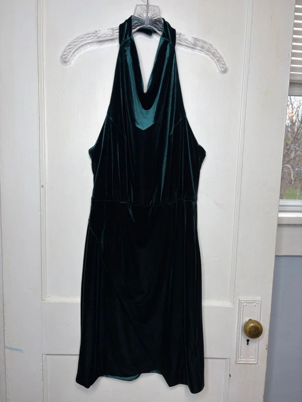 Betsey Johnson Velvet Halter Dress Drape Front Soft Goth Glam Dark Jewel Sz 4